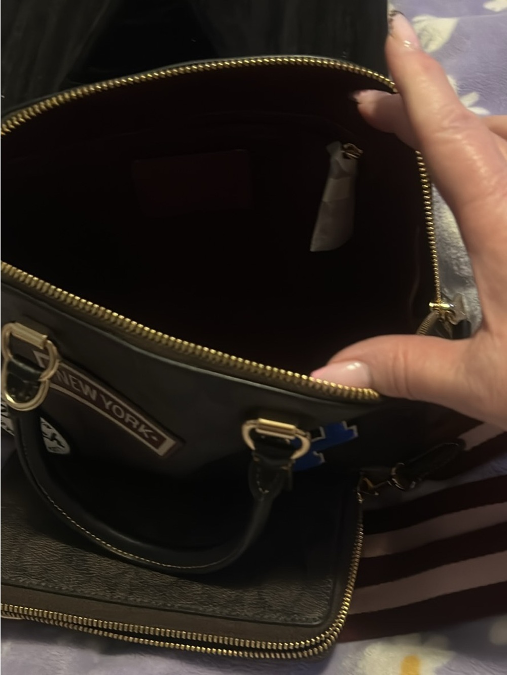 Coach Brown Patchwork Dome Satchel with Patches - Picture 4 of 6